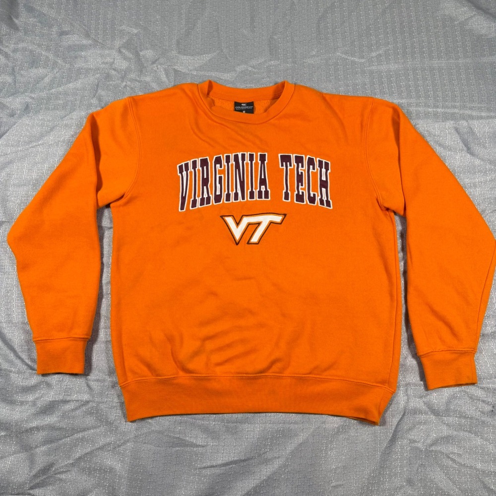 Colosseum Sweatshirt Mens M Orange Virginia Tech Hokies VT Collegiate Pullover